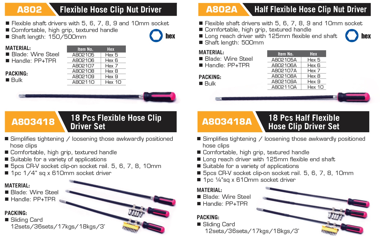 A802 Flexible Hose Clip Nut Driver